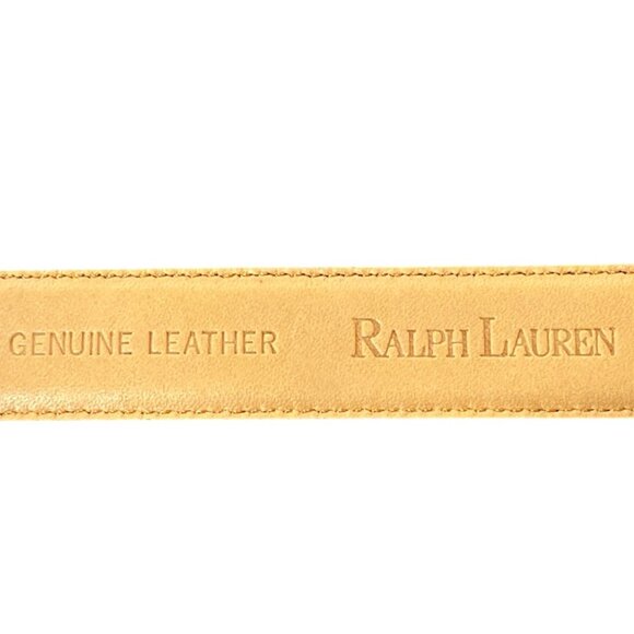 Ralph Lauren Crocodile Embossed Brown Leather Belt 2220112 Brass Buckle Size M - Picture 4 of 6
